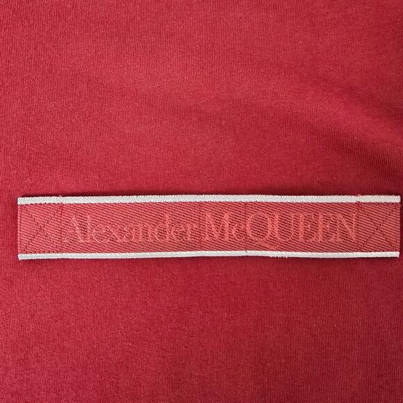 ALEXANDER MCQUEEN Logo Tape T-Shirt Tee Size L Red Crewneck Cotton Short Sleeve - Picture 6 of 12